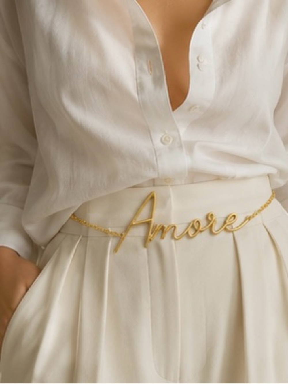 Luxury Gold Amore Script Chain Belt